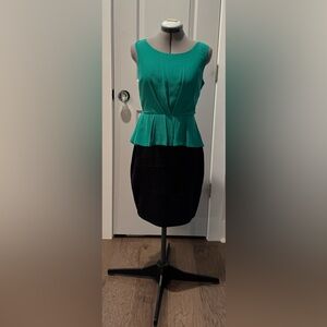 Enfocus Studio Green and Black Midi Dress